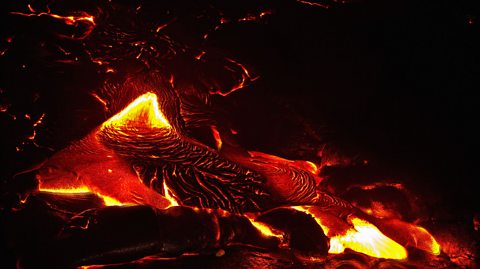 lava flowing from a volcano