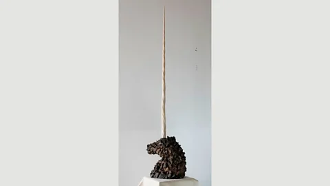 Courtesy of the artist and Kasmin Gallery Saint Clair Cemin’s sculpture holds the helical tusk of a narwhal (Credit: Courtesy of the artist and Kasmin Gallery)