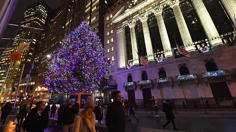 Getty Images A Christmas tree outside the New York Stock Exchange last mont (Credit: Getty Images)