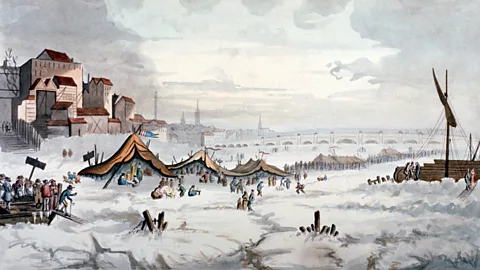 Alamy When the Thames froze over in 1814, London celebrated its final frost fair on the river (Credit: Alamy)