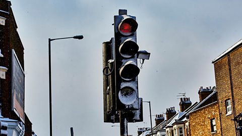 Traffic lights with snow