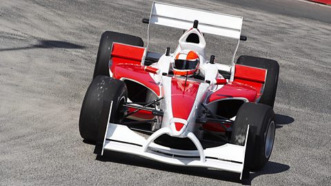 A racing car on a racetrack.
