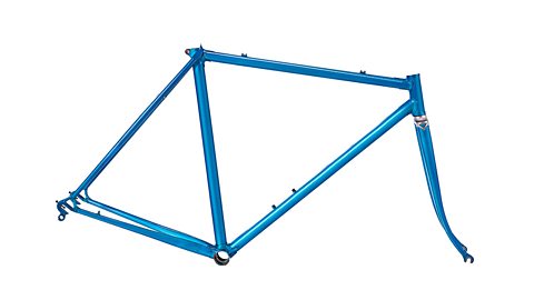 A double diamond shaped bicycle frame.