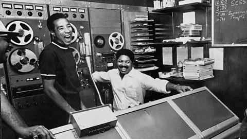 Motown Museum, taken from Motown: The Sound of Young America, Thames & Hudson Smokey Robinson laughing in a sound booth