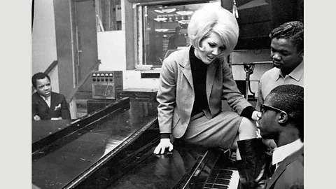 Paul Nixon, from Motown: The Sound of Young America, Thames & Hudson Chris Clark in the studio with Berry Gordy, Lamont Dozier and Stevie Wonder