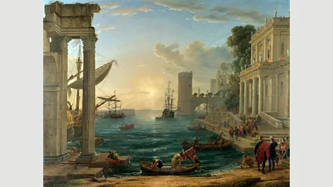 Getty Images In the 1648 painting Seaport with the Embarkation of the Queen of Sheba by Claude Lorrain, the figure of the Ethiopian queen is white-skinned (Credit: Getty Images)