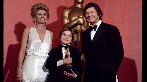 Tatum O'Neal winning her Oscar in 1974