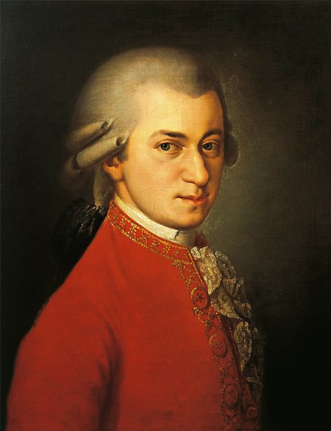 A portrait painting of Mozart. 