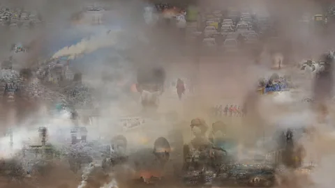Maja Petric The algorithm pulls images from the internet and combines them to provide images that summarise the global experience of air pollution (Credit: Maja Petric)