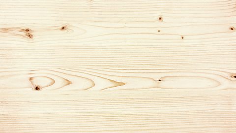 The texture of pine - light cream in colour with dark brown lines and knots through it.