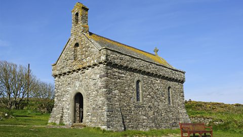 A simple chapel made of grey stone