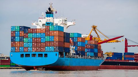 Container ships are used to transport goods all around the world.