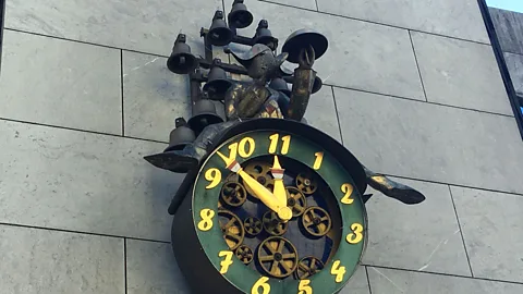 Mike MacEacheran Solothurn’s 11-hour clock is made with 11 cogs and 11 bells (Credit: Mike MacEacheran)