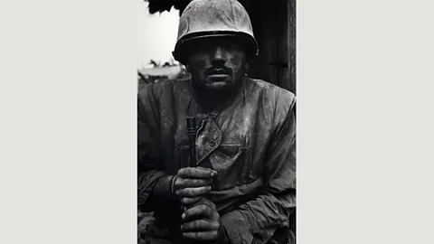 Don McCullin/Tate Shell-shocked US marine, the Battle of Huế, 1968: McCullin took several frames of this man and says that the soldier didn’t blink once (Credit: Don McCullin/Tate)