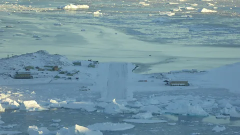 Tim Nutbeam The team had to refuel at the Rothera base before continuing (Credit: Tim Nutbeam)