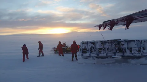 Tim Nutbeam Having retrieved the patient from the Antarctic base, the team had an epic journey to the nearest hospital (Credit: Tim Nutbeam)