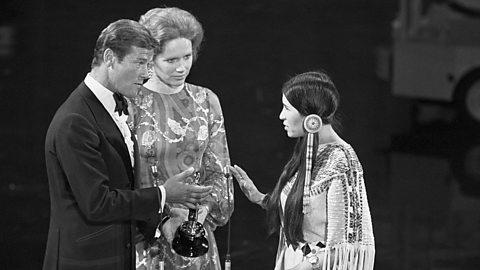 Sacheen Littlefeather refusing Marlon Brando's Oscar