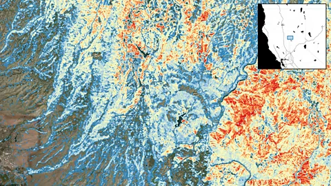 SilviaTerra Mapping areas at highest risk of wildfire, shown in red in this map of Paradise, California, can help authorities take steps to stop blazes from spreading (Credit: SilviaTerra)