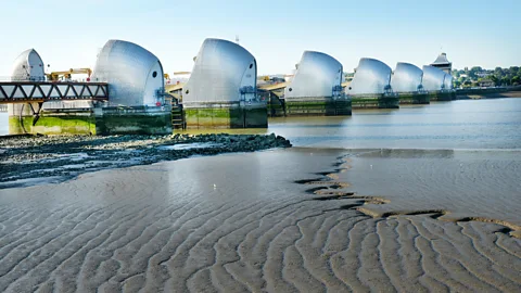 Getty Images Large defences like London's Thames Barrier protect against flooding of major rivers, but a detailed picture of the risk from smaller streams is also needed (Credit: Getty Images)