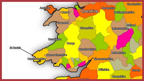 A map of Wales, highlighting St Davids, in Pembrokeshire.