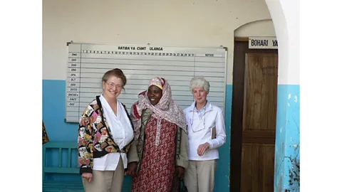 Provision Charitable Foundation Louise Jilek-Aall, pictured here (left) in 2009, has conducted much of the work on nodding syndrome (Credit: Provision Charitable Foundation)