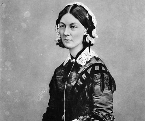 Black and white portrait of Florence Nightingale.