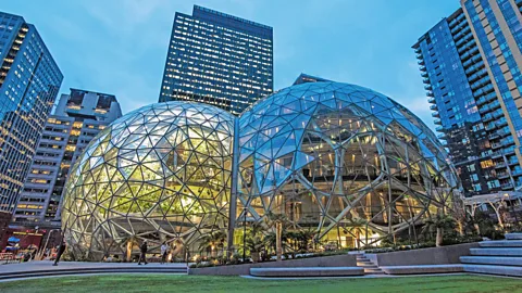 Alamy Amazon’s spheres, a series of large glass structures at its Seattle headquarters are designed to help spark creativity (Credit: Alamy)