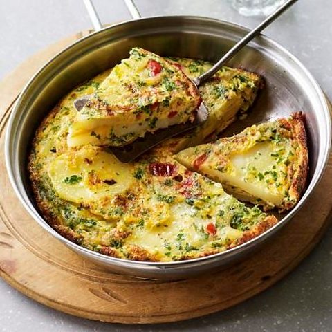 Spanish tortilla is quick to cook because it uses a wide pan