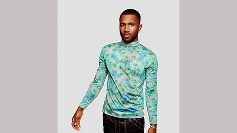 Alasdair McLellan Frank Ocean wears a Prada rollneck and custom-made tros for GQ (Credit: Alasdair McLellan)