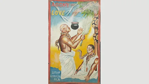 Karun Thakar and the late Mark Shivas Collection Snakes are a very common motif of Ghanaian, Nollywood and Bollywood films; this poster shows a shaman trying to rid a person of a spirit possession