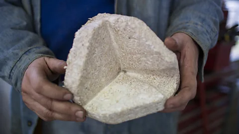 Getty Images Fungi mycelium can be grown on agricultural waste like corn husks to produce a lightweight and biodegradable packaging material (Credit: Getty Images)