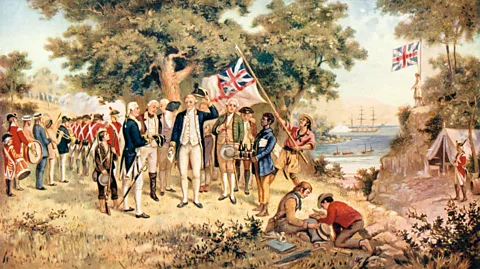 Getty Images Captain James Cook taking possession of New South Wales in the name of the British Crown, 1770 (Credit: Getty Images)
