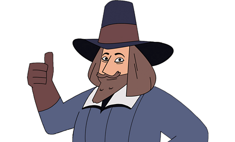 Guy Fawkes with his thumbs up