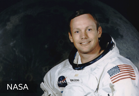 Neil Armstrong in his space suit.