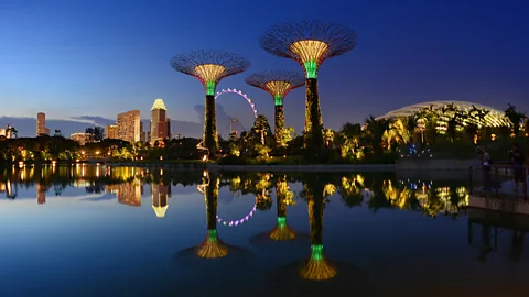 Getty Images Singapore's "Supertrees" at Gardens by the Bay. Things like the high cost of car ownership often propel it to the top of "expensive city" rankings (Credit: Getty Images)