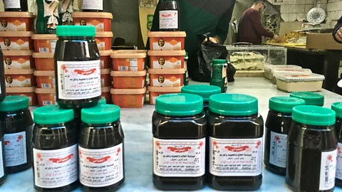 Miriam Berger Qizha is a richly bitter and pungent black paste used in Palestinian cuisine (Credit: Miriam Berger)