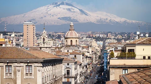 Antonio Violi/Alamy The cone-shaped arancini of Catania are said to resemble Mount Etna (Credit: Antonio Violi/Alamy)