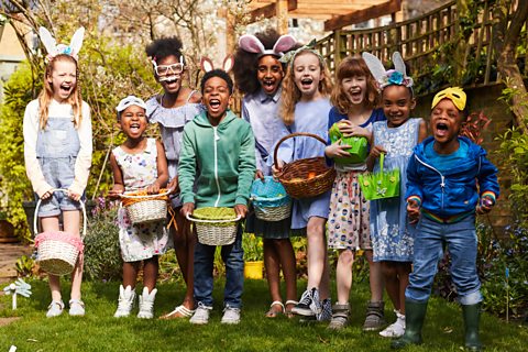 Kids on Easter Egg hunt