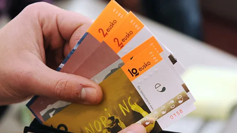 GAIZKA IROZ/AFP/Getty Images Launched in 2013, the eusko micro-currency reached the equivalent of €1 million in circulation in 2018 (Credit: GAIZKA IROZ/AFP/Getty Images)