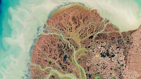 Yukon River Delta, Alaska, from space