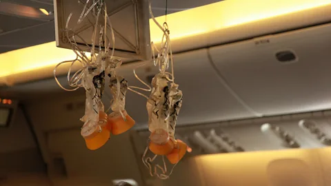 Alamy A sudden loss of pressure on an aircraft can leave engers struggling to breathe in the thin air which is why oxygen masks are provided (Credit: Alamy)