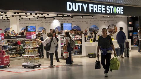 Getty Images Once they’re through security, a traveller is seen as having changed from stressed-out traveller to ‘valuable customer’ (Credit: Getty Images)