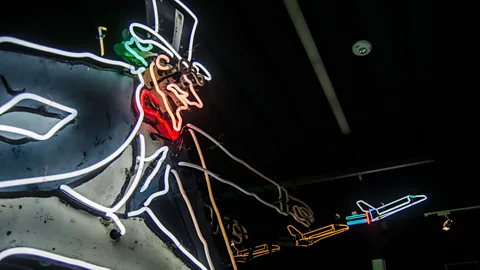 Laura Studarus The Museum of Neon Art leans into the history of Los Angeles by illuminating their institution with vintage signs from around the city (Credit: Laura Studarus)