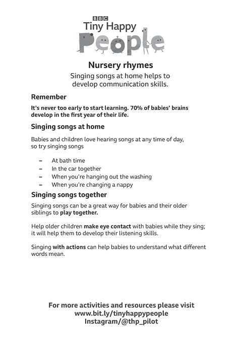 Nursery Rhymes A5 (greyscale) Handout for parents 