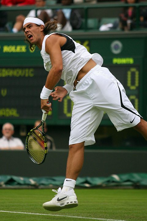 Rafael Nadal playing tennis