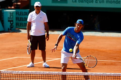 Rafael Nadal training with his Uncle Toni