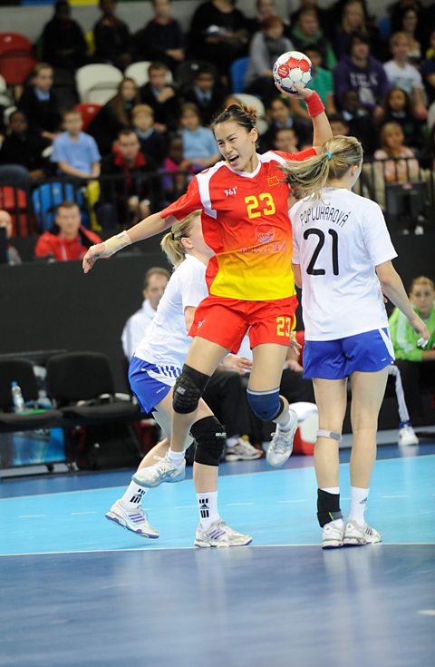 Photo of Yin Wu of China taking a shot during The London Prepares Handball Test Event