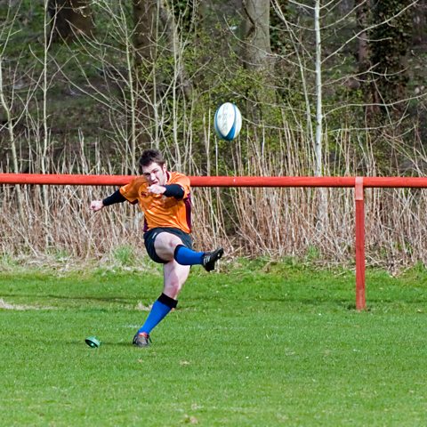 Photo of a rugby player taking a penalty kick