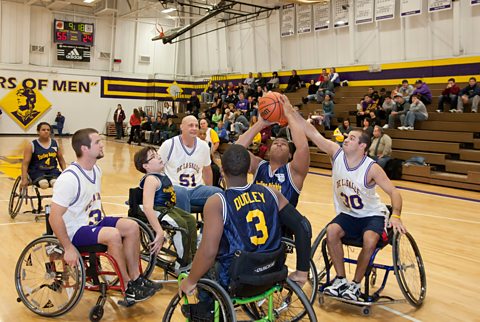 Photo showing a game of wheelchair basketball