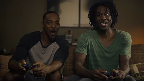 Netflix In Striking Vipers, Anthony Mackie and Yahya Abdul-Mateen II play video game-playing best buddies (Credit: Netflix)